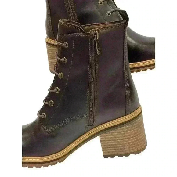Timberland Sienna Women's Dark Brown Leather Heel Booties SZ US 10 EU 41.5 NWOB - Picture 5 of 15